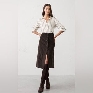 NWT Banana Republic Corduroy Midi Skirt - size 2 - dark olive green